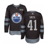 Men's Oilers #41 Mike Smith Black 1917-2017 100th Anniversary Stitched Hockey Jersey