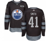 Men's Oilers #41 Mike Smith Black 1917-2017 100th Anniversary Stitched Hockey Jersey