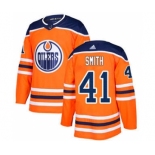 Men's Oilers #41 Mike Smith Orange Home Authentic Stitched Hockey Jersey