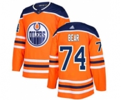 Men's Oilers #74 Ethan Bear Orange Home Authentic Stitched Hockey Jersey