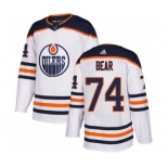 Men's Oilers #74 Ethan Bear White Road Authentic Stitched Hockey Jersey