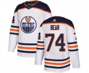 Men's Oilers #74 Ethan Bear White Road Authentic Stitched Hockey Jersey