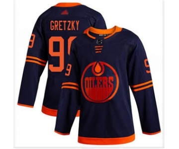 Men's Oilers #99 Wayne Gretzky Navy Alternate Authentic Stitched Hockey Jersey