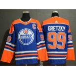 Men's Oilers #99 Wayne Gretzky Royal Stitched Hockey Hockey Jersey