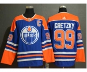 Men's Oilers #99 Wayne Gretzky Royal Stitched Hockey Hockey Jersey