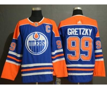 Men's Oilers #99 Wayne Gretzky Royal Stitched Hockey Hockey Jersey