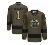 Men's Reebok Edmonton Oilers #1 Laurent Brossoit Authentic Green Salute to Service NHL Jersey