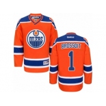 Men's Reebok Edmonton Oilers #1 Laurent Brossoit Authentic Orange Third NHL Jersey