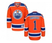 Men's Reebok Edmonton Oilers #1 Laurent Brossoit Authentic Orange Third NHL Jersey