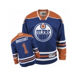 Men's Reebok Edmonton Oilers #1 Laurent Brossoit Authentic Royal Blue Home NHL Jersey