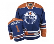 Men's Reebok Edmonton Oilers #1 Laurent Brossoit Authentic Royal Blue Home NHL Jersey