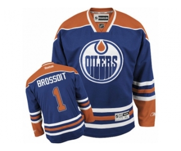 Men's Reebok Edmonton Oilers #1 Laurent Brossoit Authentic Royal Blue Home NHL Jersey