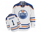 Men's Reebok Edmonton Oilers #1 Laurent Brossoit Authentic White Away NHL Jersey