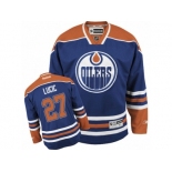 Men's Reebok Edmonton Oilers #27 Milan Lucic Premier Royal Blue Home NHL Jersey