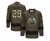 Men's Reebok Edmonton Oilers #29 Leon Draisaitl Authentic Green Salute to Service NHL Jersey