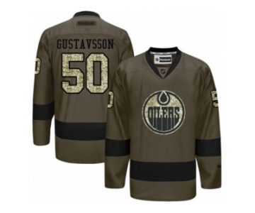 Men's Reebok Edmonton Oilers #50 Jonas Gustavsson Authentic Green Salute to Service NHL Jersey