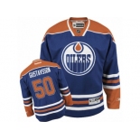 Men's Reebok Edmonton Oilers #50 Jonas Gustavsson Authentic Royal Blue Home NHL Jersey