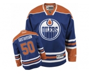 Men's Reebok Edmonton Oilers #50 Jonas Gustavsson Authentic Royal Blue Home NHL Jersey