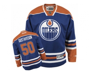 Men's Reebok Edmonton Oilers #50 Jonas Gustavsson Authentic Royal Blue Home NHL Jersey