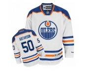 Men's Reebok Edmonton Oilers #50 Jonas Gustavsson Authentic White Away NHL Jersey