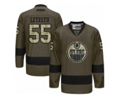 Men's Reebok Edmonton Oilers #55 Mark Letestu Authentic Green Salute to Service NHL Jersey