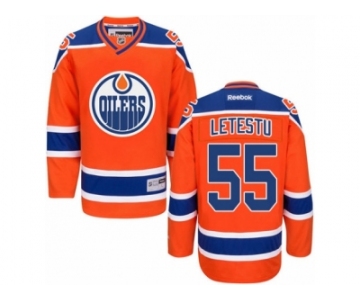 Men's Reebok Edmonton Oilers #55 Mark Letestu Authentic Orange Third NHL Jersey