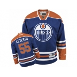 Men's Reebok Edmonton Oilers #55 Mark Letestu Authentic Royal Blue Home NHL Jersey