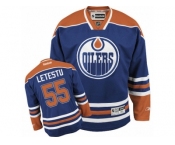 Men's Reebok Edmonton Oilers #55 Mark Letestu Authentic Royal Blue Home NHL Jersey