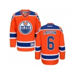 Men's Reebok Edmonton Oilers #6 Adam Larsson Authentic Orange Third NHL Jersey