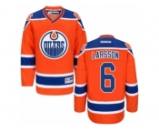 Men's Reebok Edmonton Oilers #6 Adam Larsson Authentic Orange Third NHL Jersey