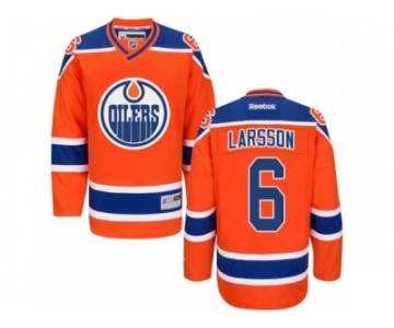 Men's Reebok Edmonton Oilers #6 Adam Larsson Authentic Orange Third NHL Jersey