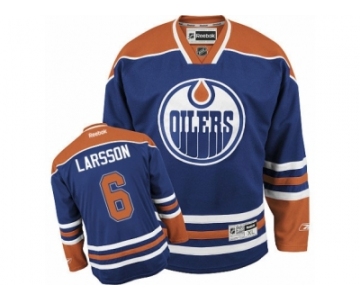 Men's Reebok Edmonton Oilers #6 Adam Larsson Authentic Royal Blue Home NHL Jersey