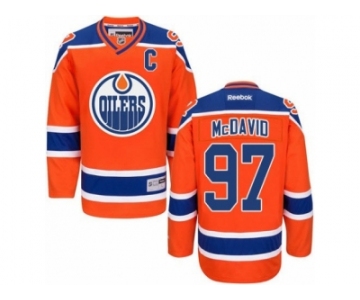 Men's Reebok Edmonton Oilers #97 Connor McDavid Authentic Orange Third C Patch NHL Jersey