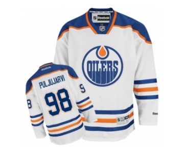 Men's Reebok Edmonton Oilers #98 Jesse Puljujarvi Authentic White Away NHL Jersey