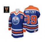 Mitchell and Ness Edmonton Oilers #99 Wayne Gretzky Authentic Navy Blue Throwback NHL Jersey