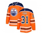 didas Edmonton Oilers #31 Grant Fuhr Orange Home Authentic Stitched NHL Jersey