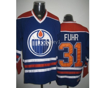 nhl edmonton oilers #31 fuhr lt.blue jerseys