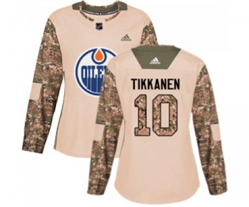 Women Adidas Edmonton Oilers #10 Esa Tikkanen Authentic Camo Veterans Day Practice NHL Jersey