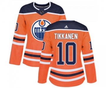 Women Adidas Edmonton Oilers #10 Esa Tikkanen Authentic Orange Home NHL Jersey