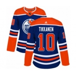 Women Adidas Edmonton Oilers #10 Esa Tikkanen Authentic Royal Blue Alternate NHL Jersey