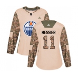 Women Adidas Edmonton Oilers #11 Mark Messier Authentic Camo Veterans Day Practice NHL Jersey