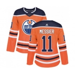 Women Adidas Edmonton Oilers #11 Mark Messier Authentic Orange Home NHL Jersey