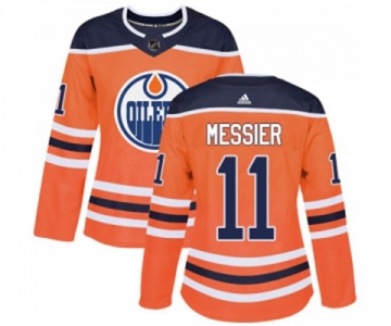 Women Adidas Edmonton Oilers #11 Mark Messier Authentic Orange Home NHL Jersey