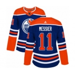 Women Adidas Edmonton Oilers #11 Mark Messier Authentic Royal Blue Alternate NHL Jersey