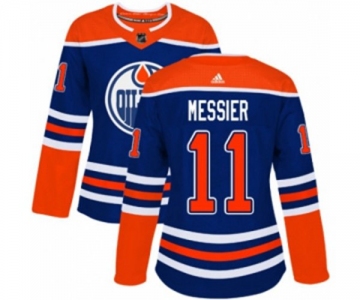 Women Adidas Edmonton Oilers #11 Mark Messier Authentic Royal Blue Alternate NHL Jersey