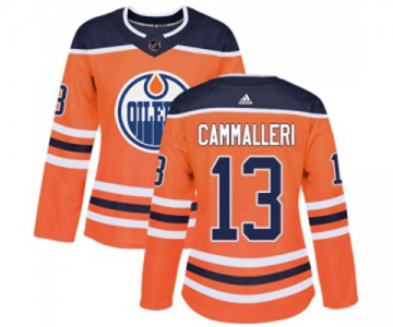 Women Adidas Edmonton Oilers #13 Mike Cammalleri Authentic Orange Home NHL Jersey