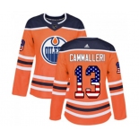 Women Adidas Edmonton Oilers #13 Mike Cammalleri Authentic Orange USA Flag Fashion NHL Jersey