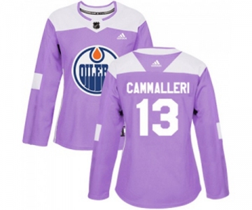 Women Adidas Edmonton Oilers #13 Mike Cammalleri Authentic Purple Fights Cancer Practice NHL Jersey