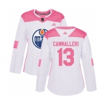 Women Adidas Edmonton Oilers #13 Mike Cammalleri Authentic White Pink Fashion NHL Jersey