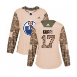 Women Adidas Edmonton Oilers #17 Jari Kurri Authentic Camo Veterans Day Practice NHL Jersey